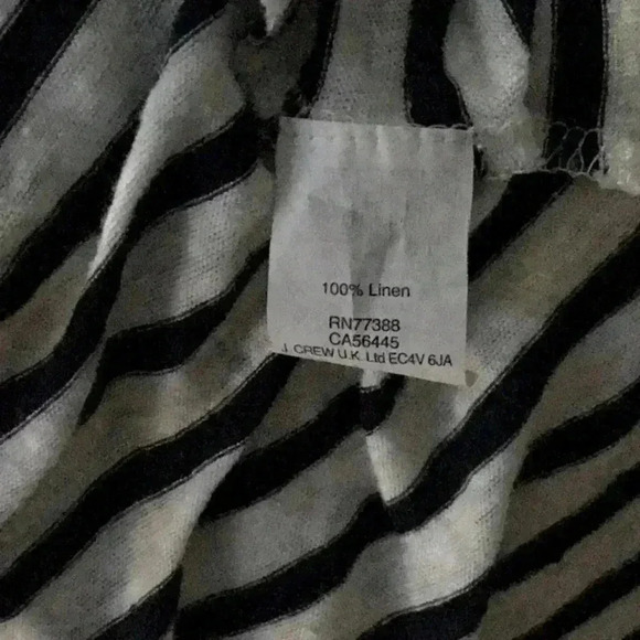 J Crew B/W Striped Linen Tank Top Metal Studs Size L - Picture 4 of 5